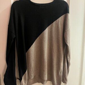 Abstract Tan and Black Crew Neck Sweater